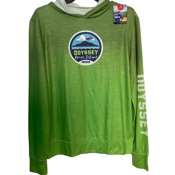 Men’s Medium Lime Green Lightweight Pullover Hoodie Sweatshirt Long Sleeve NWT - Picture 2 of 9